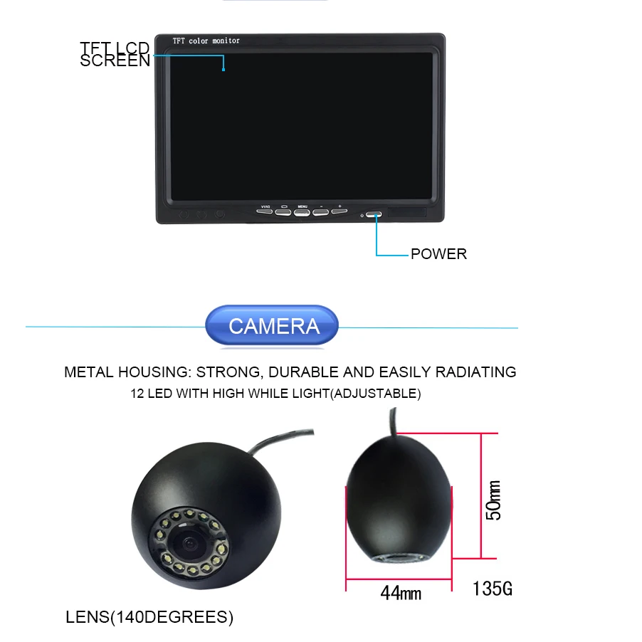 20m Cable  7'' 1000TVL HD Wate - огляд і ціна Underwater Camera